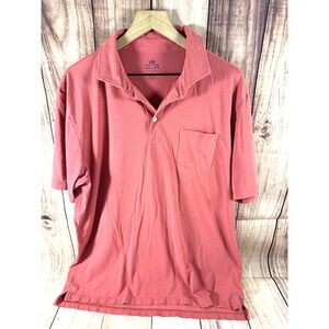 Peter Millar Polo Shirt Men Seaside Golf LARGE Solid Red Front Pocket L
